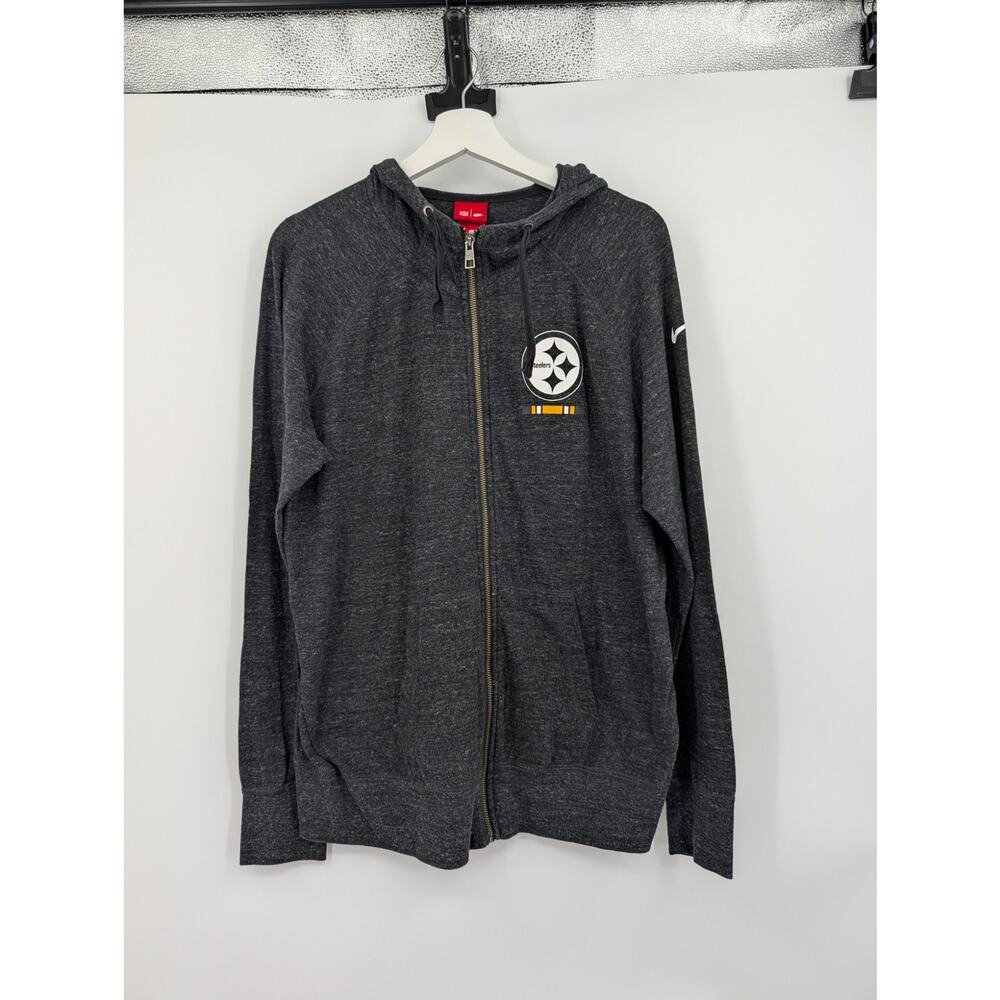 Nike Pittsburgh Steelers Full Zip Hooded Sweatshirt Heathered Gray XL